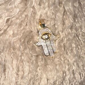 Elegant Gold and Rhinestone Hamsa Pendant only.